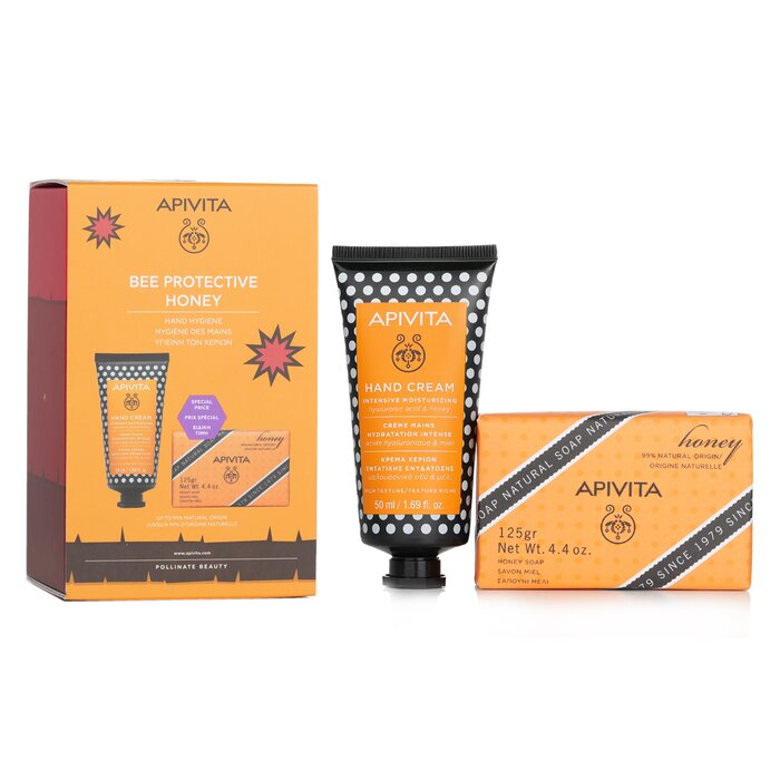 Apivita Bee Protective Honey Set: Hand Cream Hyaluronic Acid & Honey 50ml+ Natural Soap Honey 125g  2pcsProduct Thumbnail