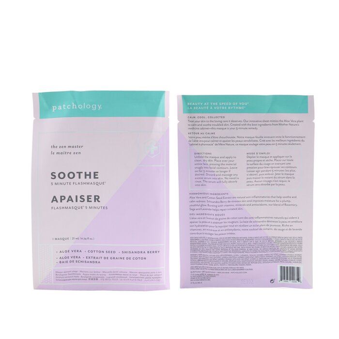 Patchology FlashMasque 5 Minute Sheet Mask - Soothe (Unboxed) 4x21ml/0.74ozProduct Thumbnail