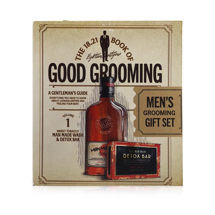 18.21 Man Made Book of Good Grooming Gift Set Volume 1: Sweet Tobacco (Wash 532ml + Detox Bar 198g)  2pcsProduct Thumbnail