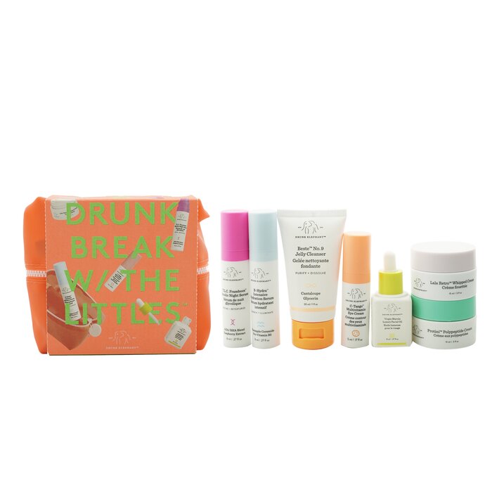 Drunk Elephant The Littles 4.0 Set: Beste No. 9+ Virgin Marula+ B-Hydra+ T.L.C Framboos+ C-Tango+ Lala Retro+ Protini+ Bag 7pcs+1bagProduct Thumbnail