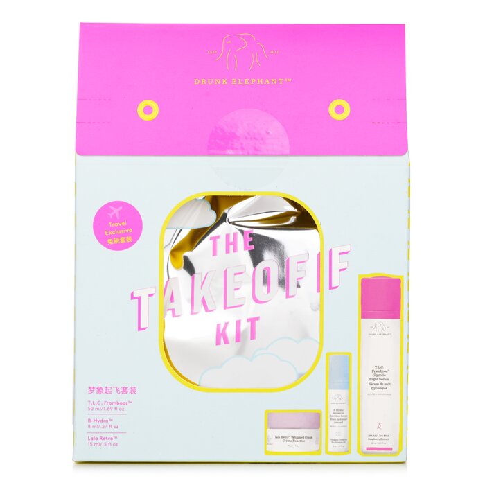 Drunk Elephant The TakeOff Kit: T.L.C Framboos Night Serum 50ml+ B-Hydra Serum 8ml+ Lala Retro Whipped Cream 15ml 3pcsProduct Thumbnail