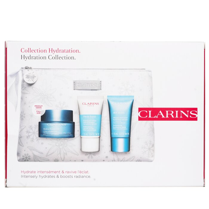 Clarins Hydration Collection: Hydra-Essentiel Silky Cream 50ml+ Fresh Scrub 15ml+ SOS Hydra Mask 15ml+ Pouch 3pcs+1pouchProduct Thumbnail