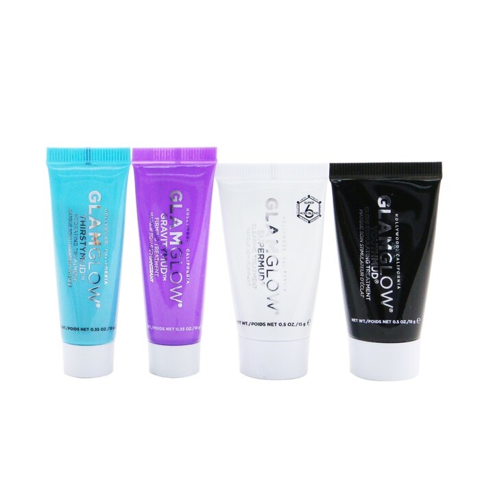 Glamglow Instant Celebrity Skin Masking Set: 1x Supermud Clearing Treatment - 15g/0.5oz + 1x Youthmud Glow Stimulating Treatment - 15g/0.5oz + 1x Thristymud Hydrating Treatment - 10g/0.35 + 1x Gravitymud Firming Treatment- 10g/0.35 (Box Slightly Damaged) 4pcsProduct Thumbnail