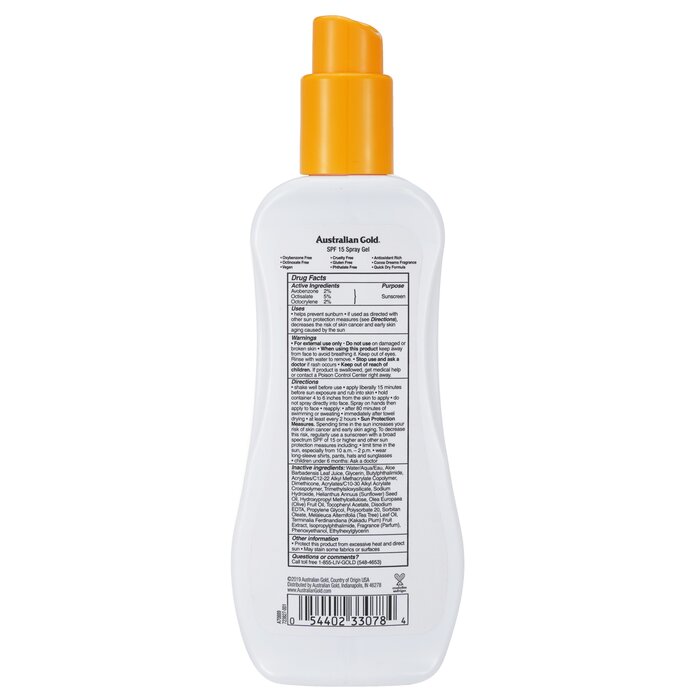 Australian Gold Spray Gel Sunscreen SPF 15 (Ultimate Hydration) 237ml/8ozProduct Thumbnail