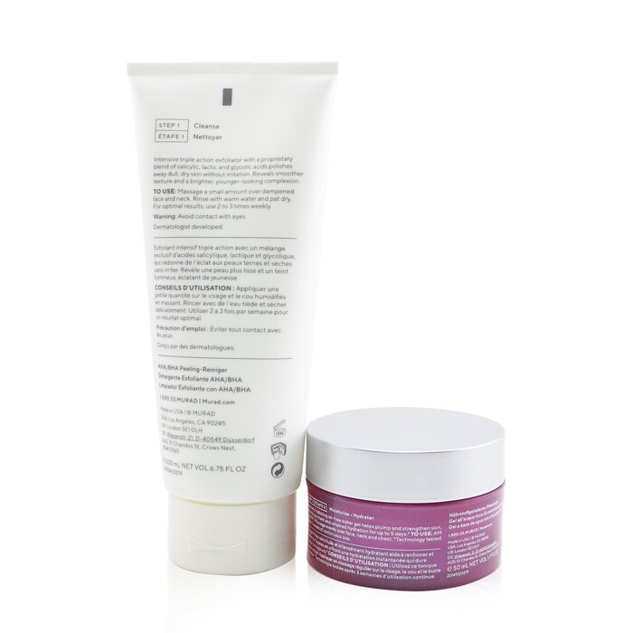 Murad Murad Skin Clinic - Total Hydration With Murad Set: AHA/BHA Exfoliating Cleanser - 200ml/6.75oz + Nutrient-Charged Water Gel - 50ml/1.7oz 2pcsProduct Thumbnail