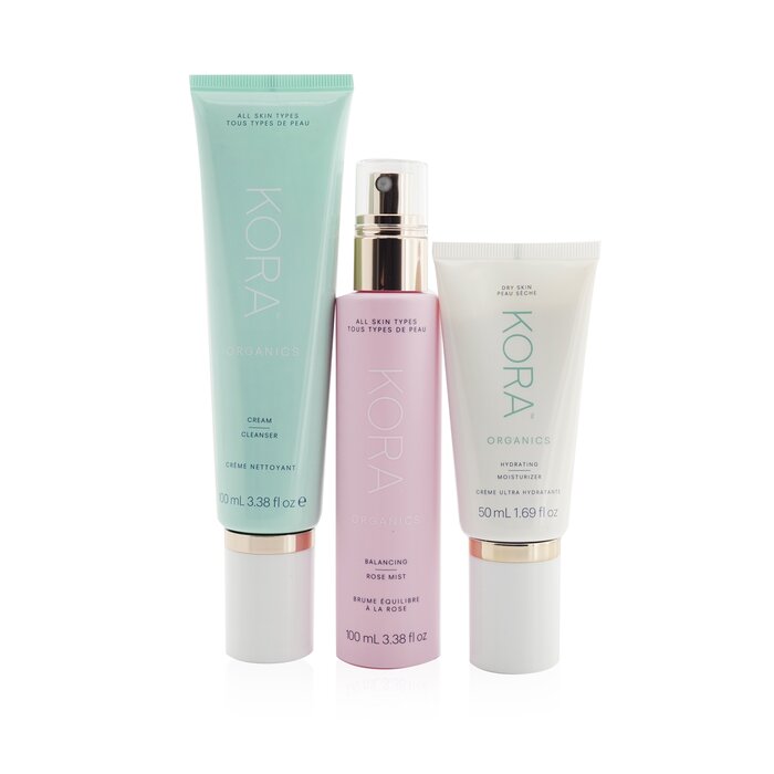 Kora Organics 3 Step System - Dry Skin: Cream Cleanser 100ml + Balancing Rose Mist 100ml + Hydrating Moisturizer 50ml (Box Slightly Damaged) 3pcsProduct Thumbnail