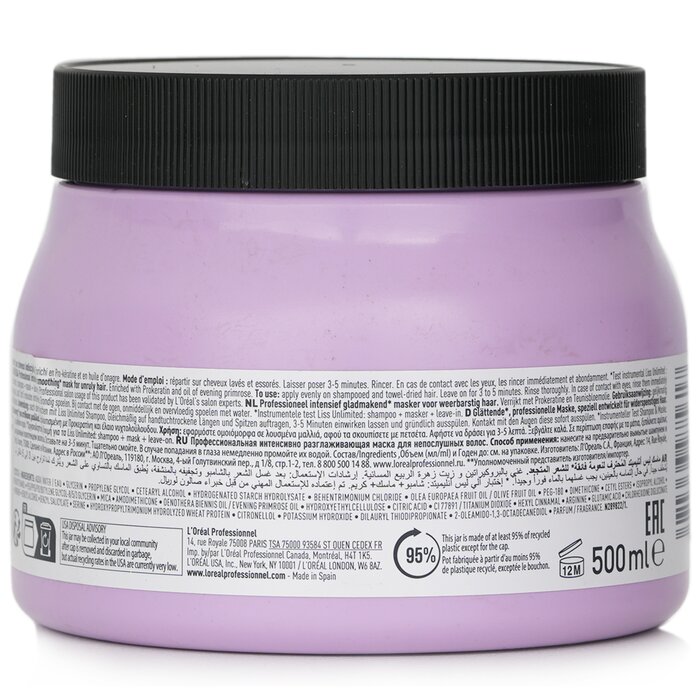L'Oreal Professionnel Serie Expert - Liss Unlimited Prokeratin Intense Smoothing Mask (For Unruly Hair) 500ml/16.9ozProduct Thumbnail