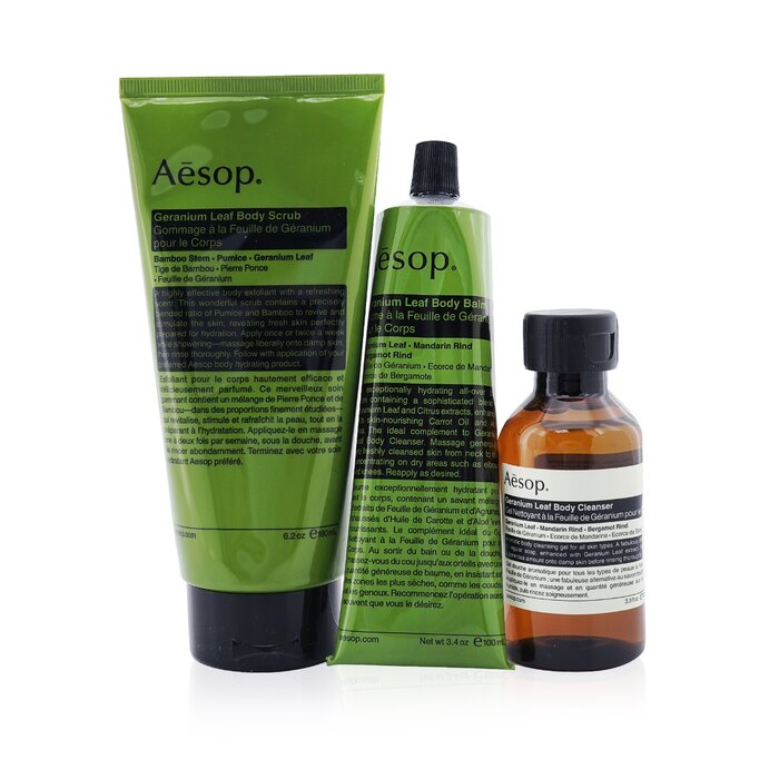 Aesop The Listener: Geranium Leaf Body Cleanser 100ml+ Geranium Leaf Body Scrub 180ml+ Geranium Leaf Body Balm 100ml 3pcsProduct Thumbnail