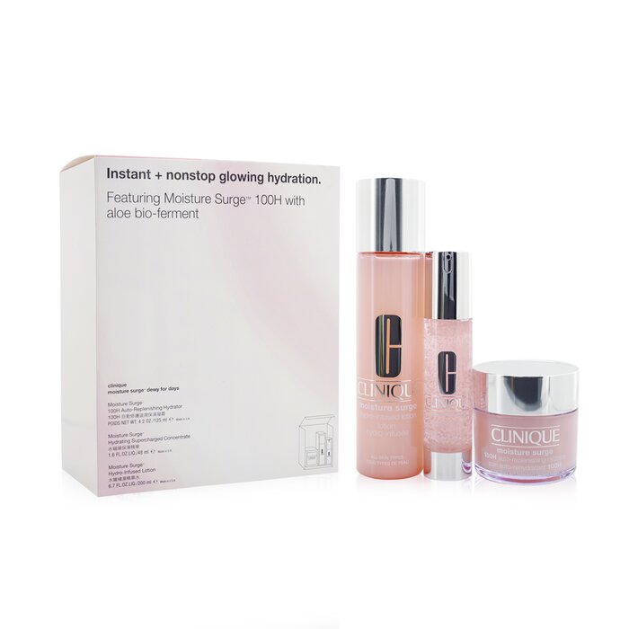 Clinique Moisture Surge Dewy For Days Set: 100H Hydrator 125ml+ Hydrating Supercharged Concentrate 48ml+ Hydro-Infused Lotion 200ml 3pcsProduct Thumbnail