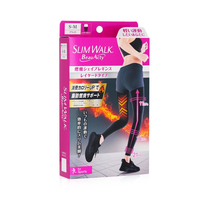 SlimWalk Compression Leggings with Taping Function for Sports - # Black (Size: S-M)  1pairProduct Thumbnail