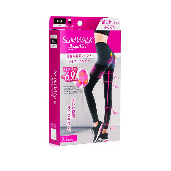 SlimWalk Compression Leggings for Sports (Sweat-Absorbent, Quick-Drying) - # Black (Size: M-L)  1pairProduct Thumbnail
