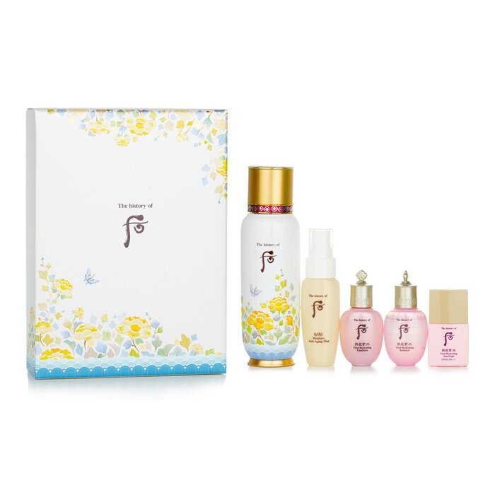 Whoo (The History Of Whoo) Bichup First Moisture Anti-Aging Essence Special Set: Essence 130ml + Mist 30ml + Balancer 20ml + Emulsion 20ml + Sun Fluid SPF50+ 13ml (Exp. Date: 03/2023) 5pcsProduct Thumbnail