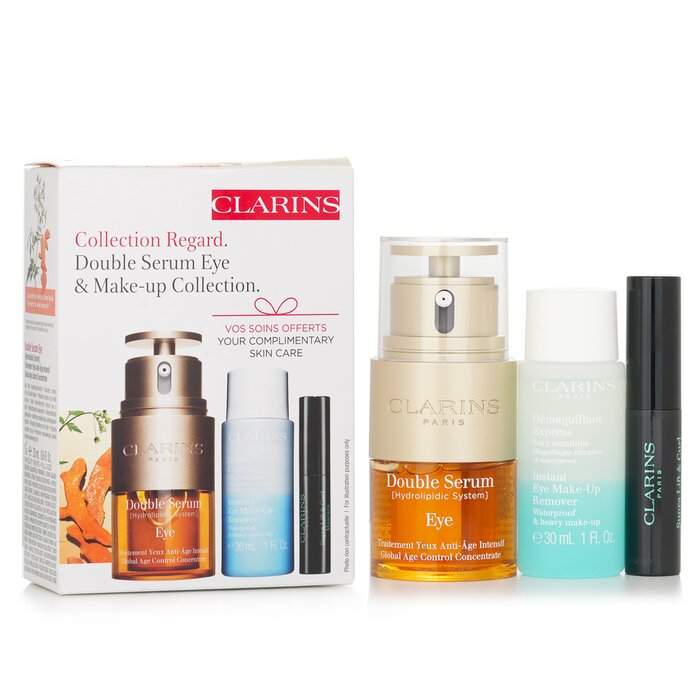 Clarins Clarins Double Serum Eye Set: Double Serum Eye 20ml + Instant Eye Make-up Remover 30ml + Supra Lift & Curl Mascara 3ml 3pcsProduct Thumbnail