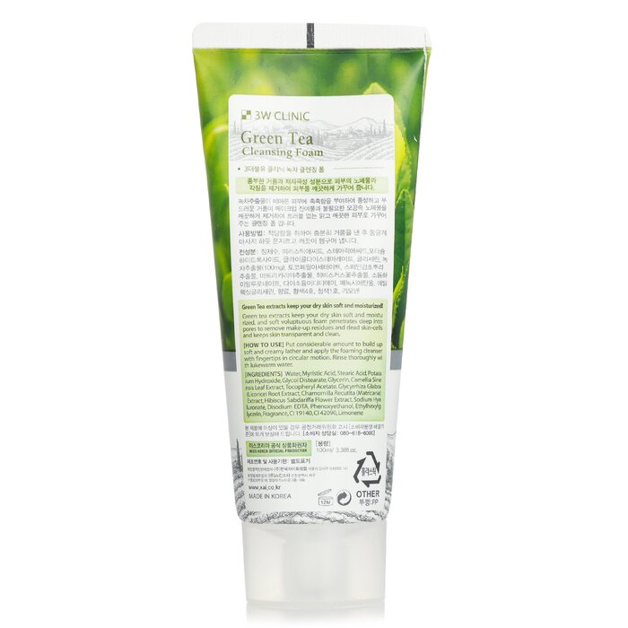 3W Clinic Cleansing Foam - Green Tea 100ml/3.38ozProduct Thumbnail