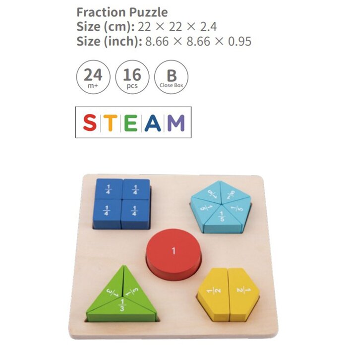 Tooky Toy Co Fraction Puzzle 22x22x3cmProduct Thumbnail