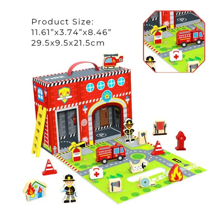 Tooky Toy Co Fire Station Box 30x10x22cmProduct Thumbnail