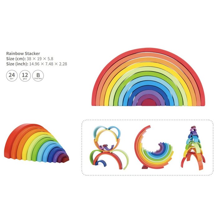 Tooky Toy Co Rainbow Stacker 12pcs 38x19x6cmProduct Thumbnail