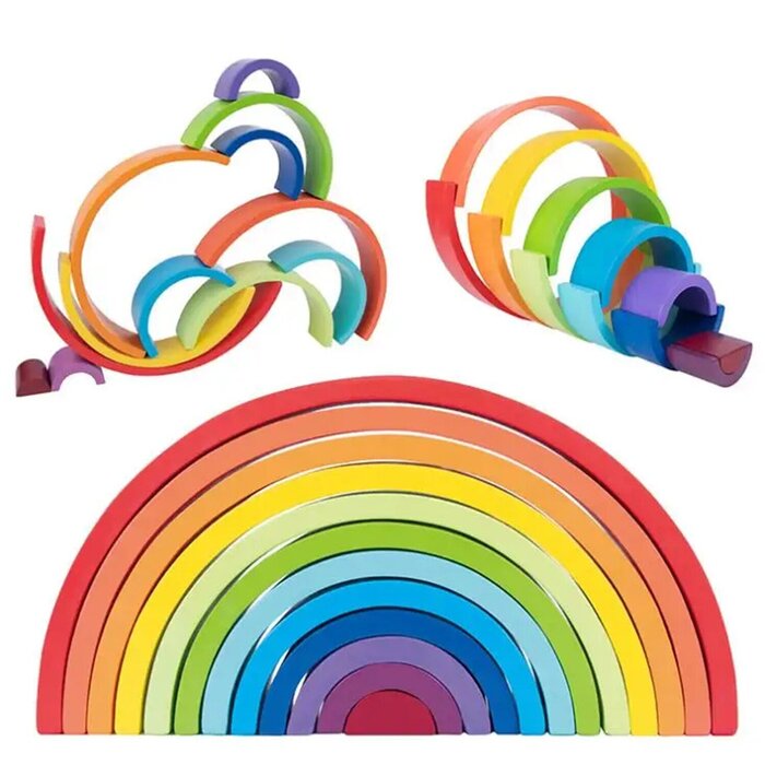 Tooky Toy Co Rainbow Stacker 12pcs 38x19x6cmProduct Thumbnail