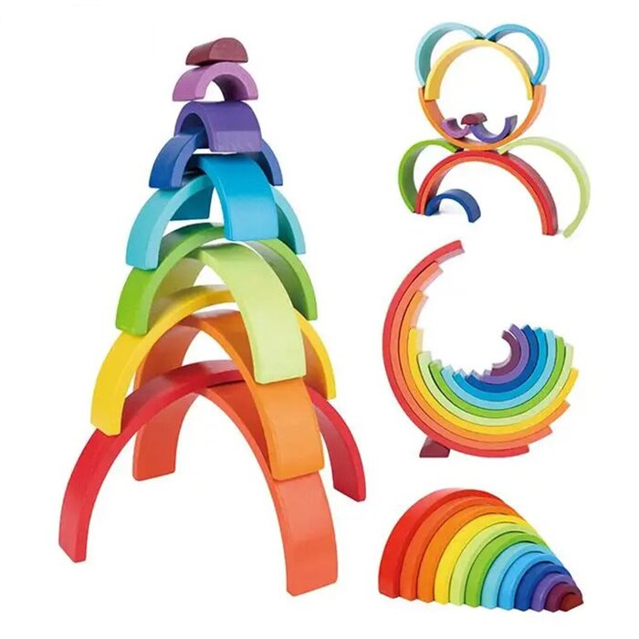 Tooky Toy Co Rainbow Stacker 12pcs 38x19x6cmProduct Thumbnail