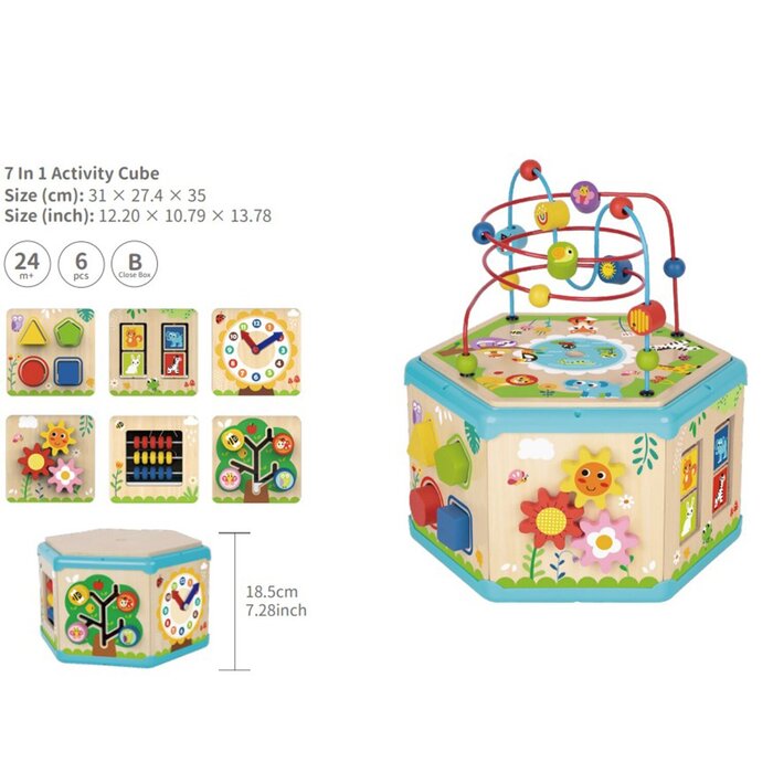 Tooky Toy Co 7 In 1 Activity Cube 31x28x35cmProduct Thumbnail