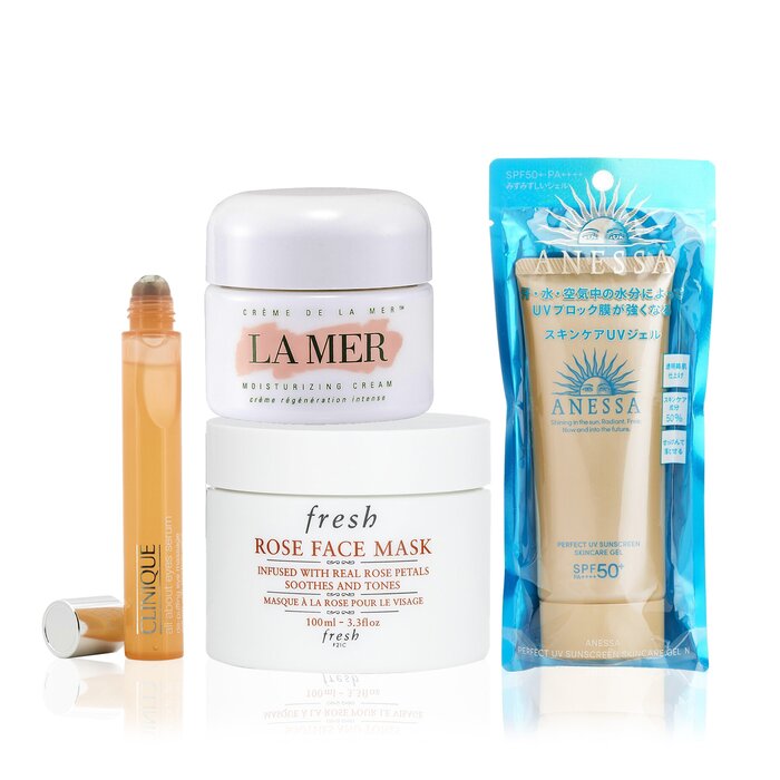 La Mer La Mer niisutav kreem 30ml + Anessa päikesekaitsegeel SPF50 90g + Fresh Rose näomask 100ml + Clinique silmaseerum 15m 4pcsProduct Thumbnail