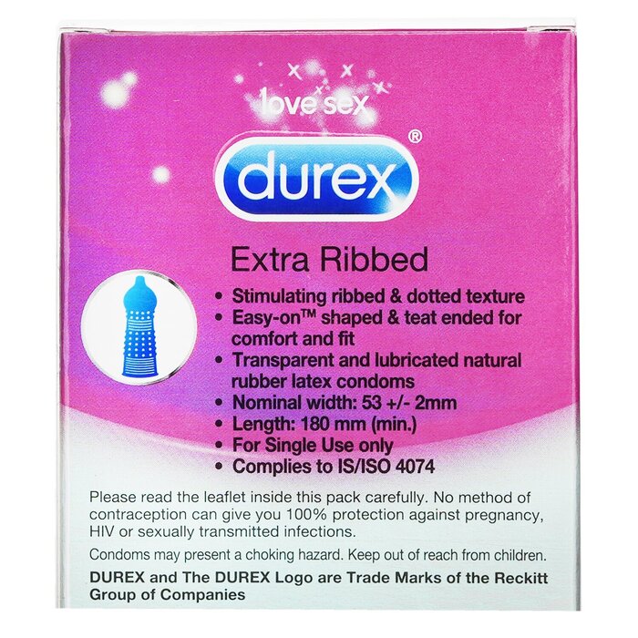 Durex Extra Ribbed Condoms 10pcs 10pcs/boxProduct Thumbnail