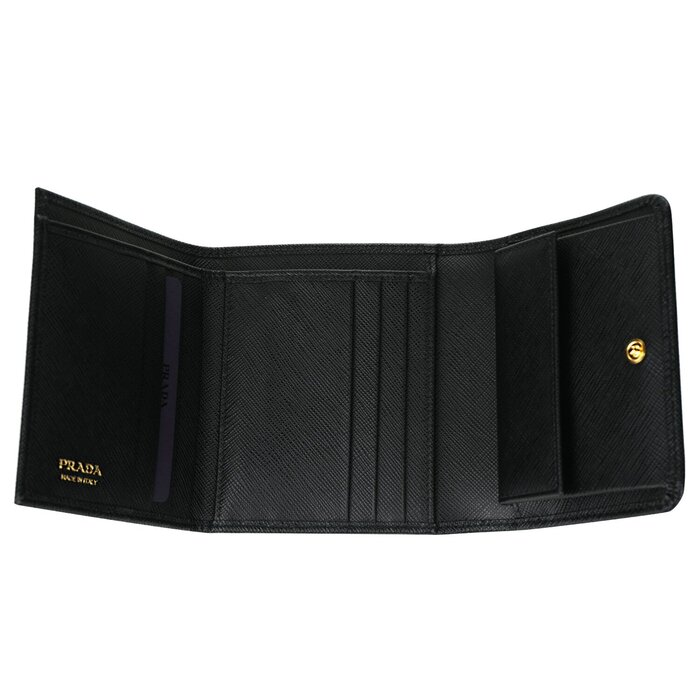 Prada Saffiano Leather Short Trifold Clasp Wallet 1MH176 BlackProduct Thumbnail