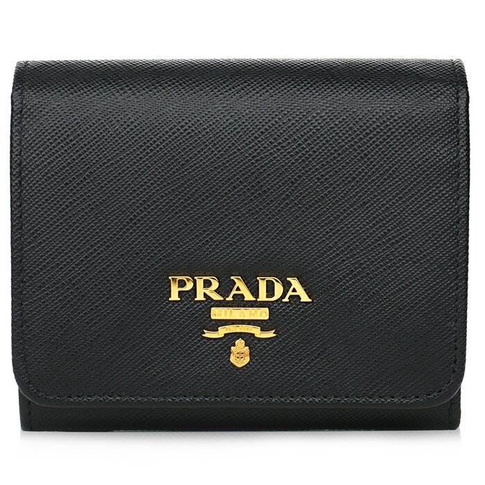 Prada Saffiano Leather Short Trifold Clasp Wallet 1MH176 BlackProduct Thumbnail