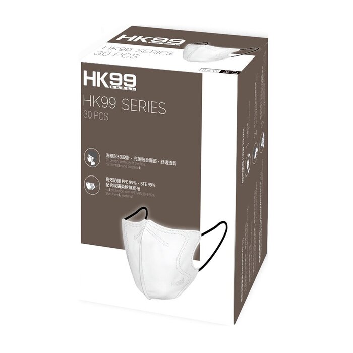 HK99 HK99 - (Normal Size) 3D Mask (30 pieces) White with Black Earloop 24 x 12.5 cmProduct Thumbnail