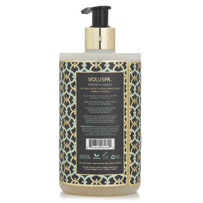 Voluspa French Linen Hand Soap - Cotton Flower, White Cedar & Sun Dried Vanilla Bean 450ml/15.2ozProduct Thumbnail