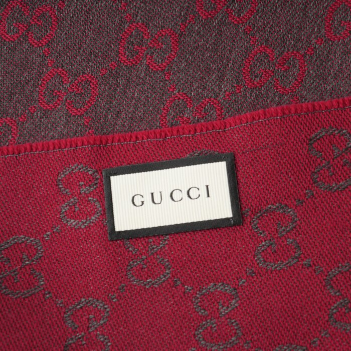Gucci HALF GG LOGO WOOL SCARF 344994 WineProduct Thumbnail
