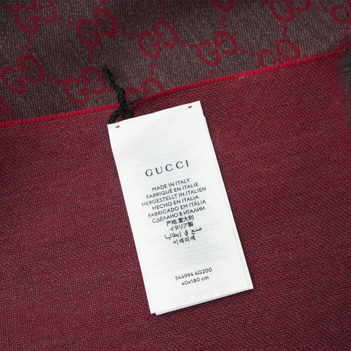Gucci HALF GG LOGO WOOL SCARF 344994 WineProduct Thumbnail