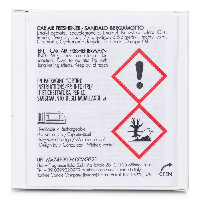 Millefiori Icon Urban Car Air Freshener - Sandalo Bergamotto 1pcProduct Thumbnail
