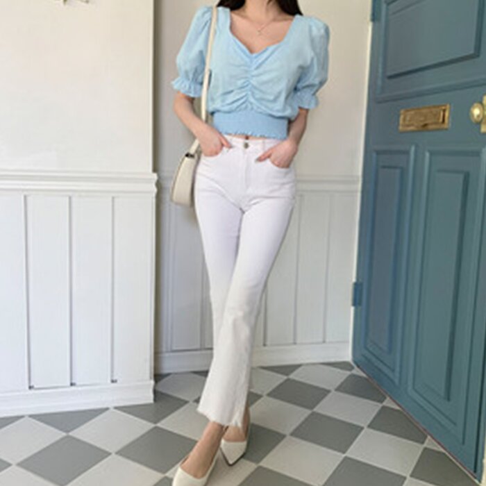 Trendywhere Shirring Puff Sleeve Crop Top Free (XS-M)Product Thumbnail