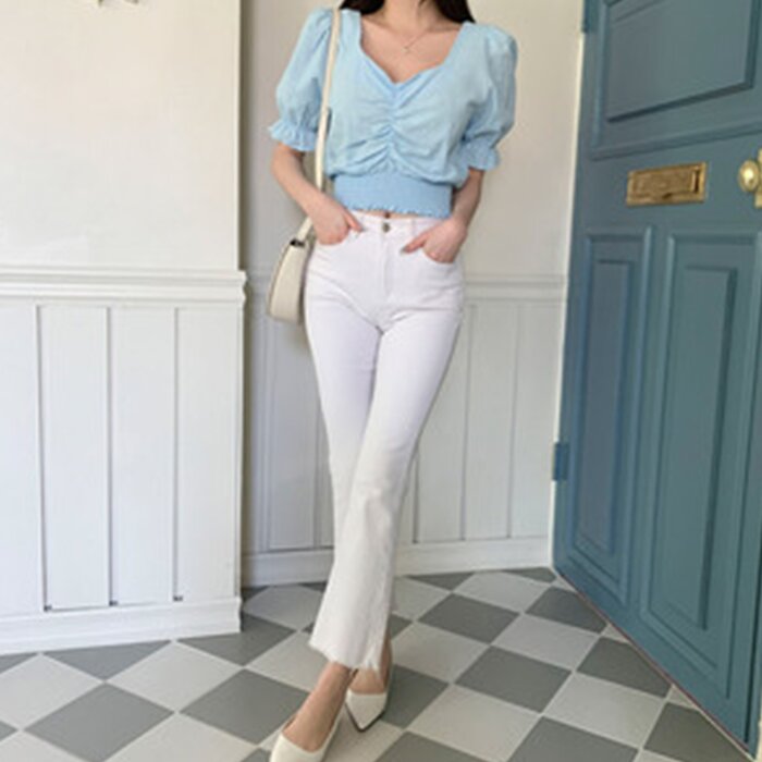 Trendywhere Shirring Puff Sleeve Crop Top Free (XS-M)Product Thumbnail