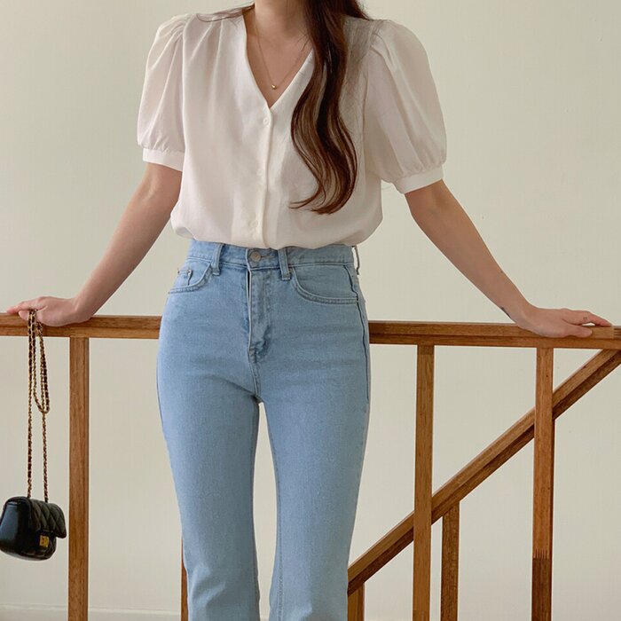 Trendywhere V-Neck Puff Sleeve Blouse Free (XS-M)Product Thumbnail