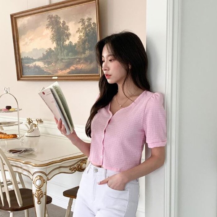 Trendywhere V-Neck Button Front Top Free (XS-M)Product Thumbnail