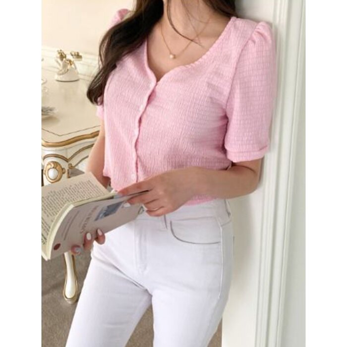 Trendywhere V-Neck Button Front Top Free (XS-M)Product Thumbnail