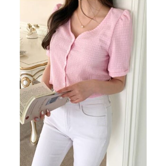 Trendywhere V-Neck Button Front Top Free (XS-M)Product Thumbnail
