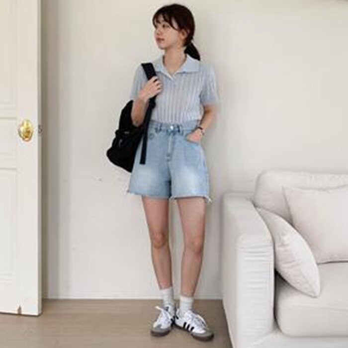 Trendywhere Twist Short Sleeve Collar Knitwear Free (XS-M)Product Thumbnail