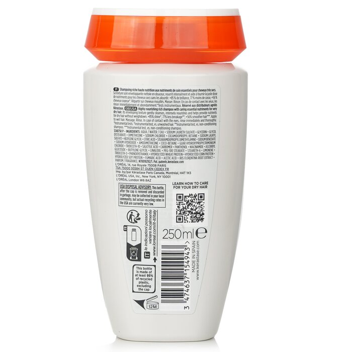 Kerastase Nutritive Bain Satin Riche High Nutrition Rich Shampoo With Essential Nutriments (Very Dry Hair) 250ml/8.5ozProduct Thumbnail
