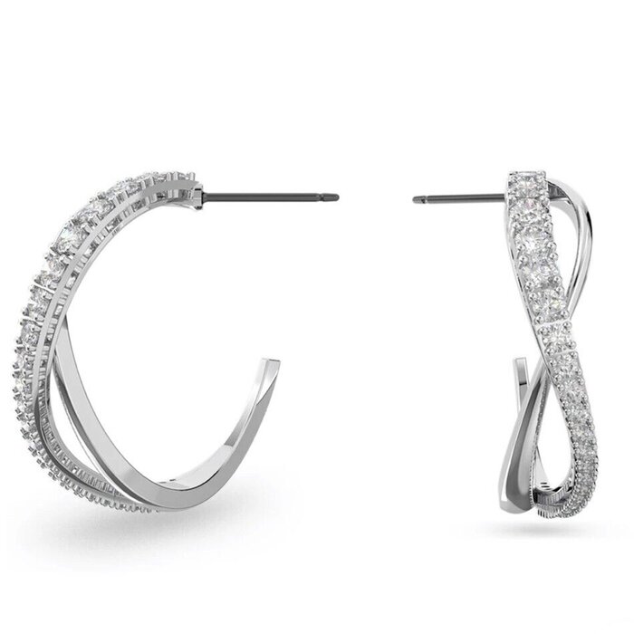 Swarovski Twist hoop earrings 5563908 - White, Rhodium plated WhiteProduct Thumbnail