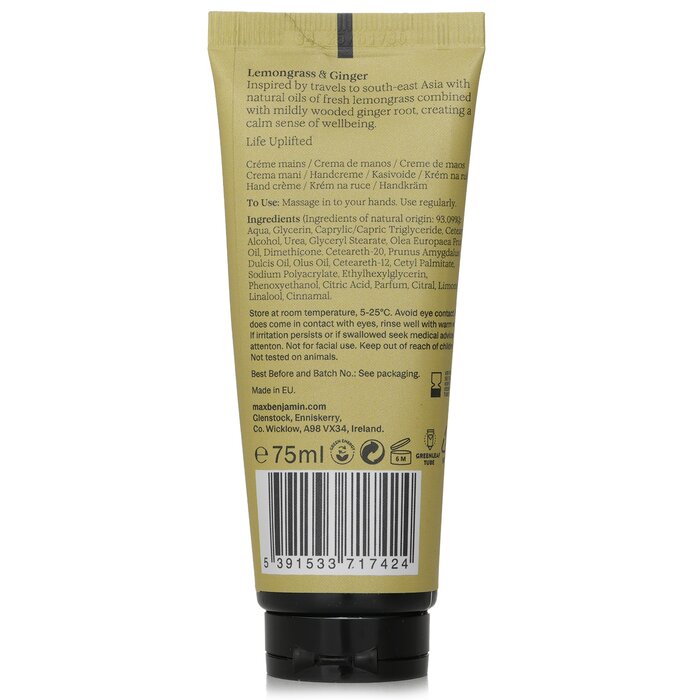 Max Benjamin Natural Hand Cream - Lemongrass & Ginger 75mlProduct Thumbnail