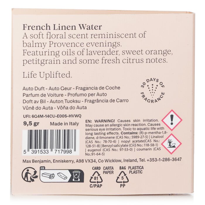 Max Benjamin Car Fragrance Refill - French Linen Water 1pcProduct Thumbnail