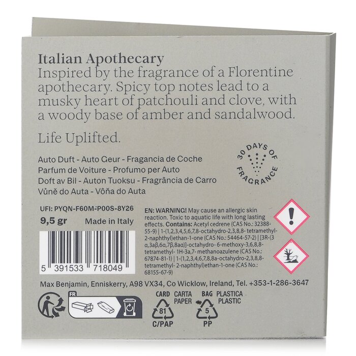 Max Benjamin Car Fragrance Refill - Italian Apothecary 1pcProduct Thumbnail