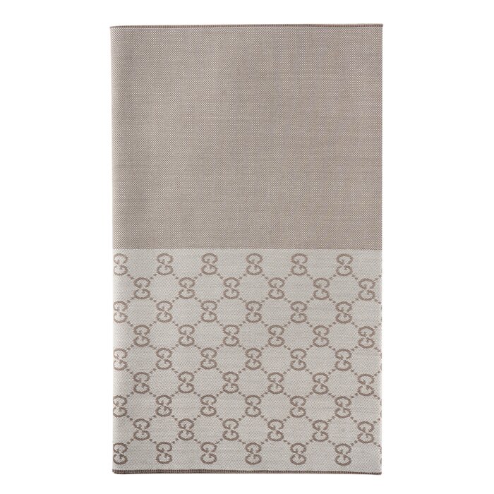 Gucci HALF GG LOGO WOOL SCARF 344994 Taupe BeigeProduct Thumbnail