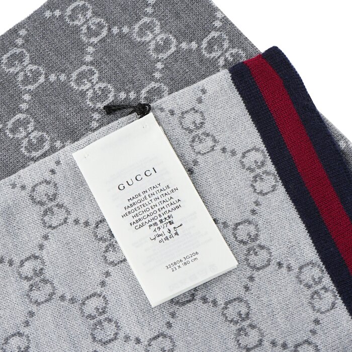 Gucci Unisex Guccissima Scarf 325806 GreyProduct Thumbnail
