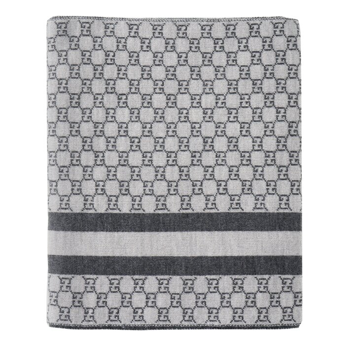 Gucci Wool Web Stripe GG Guccissima Scarf 438253 GreyProduct Thumbnail