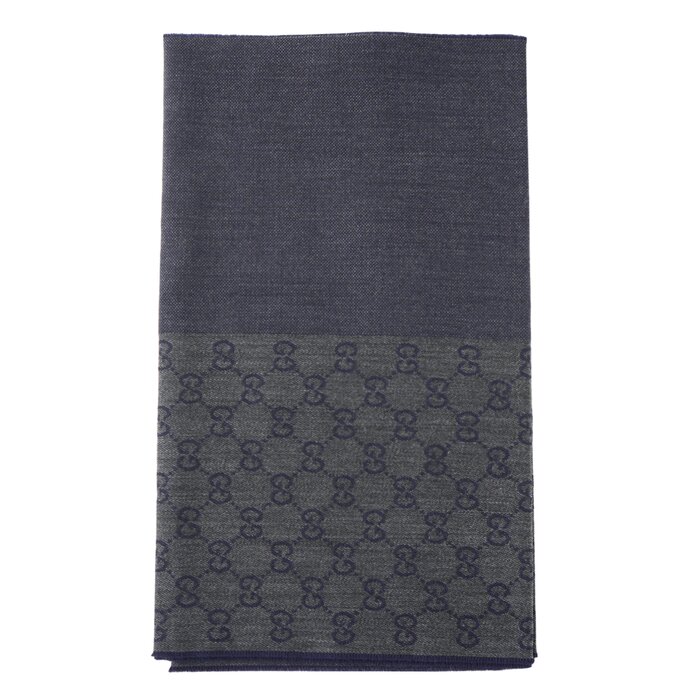 Gucci HALF GG LOGO WOOL SCARF 344994 BlackProduct Thumbnail