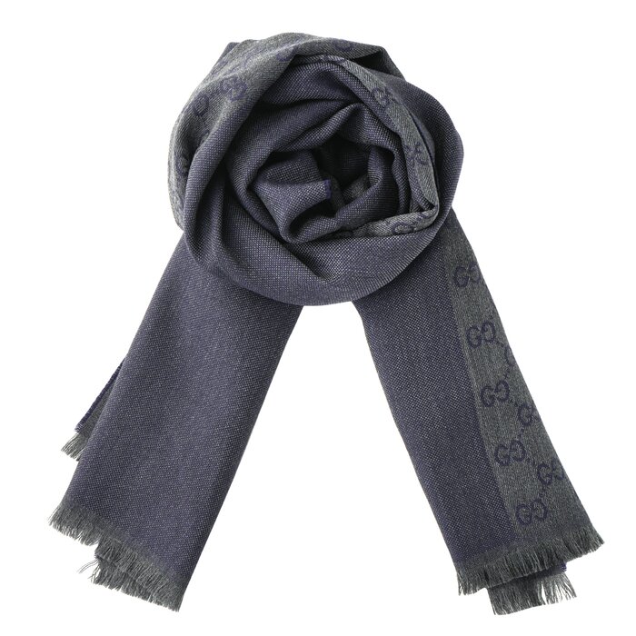 Gucci HALF GG LOGO WOOL SCARF 344994 BlackProduct Thumbnail